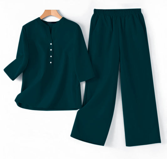 Classy Casuals: Olive Green Relaxed Fit Co-Ord Set