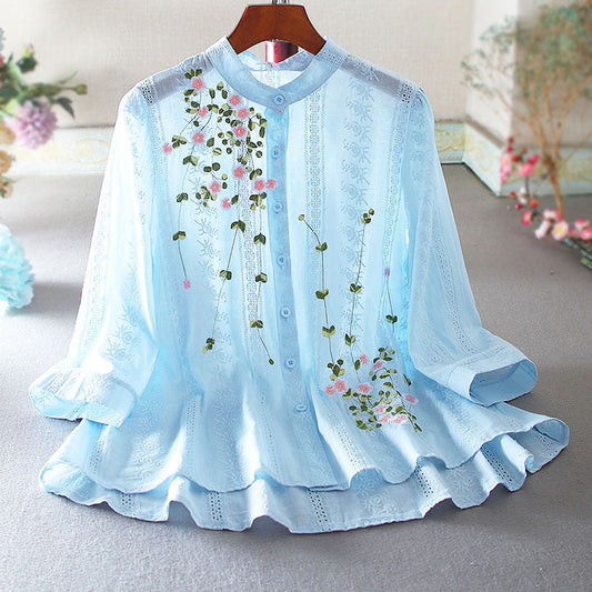 Step Out in Style with Our Charming Sky Blue Embroidery Tunic