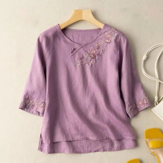 Trendy Purple long top-tunics with embroidery work for women