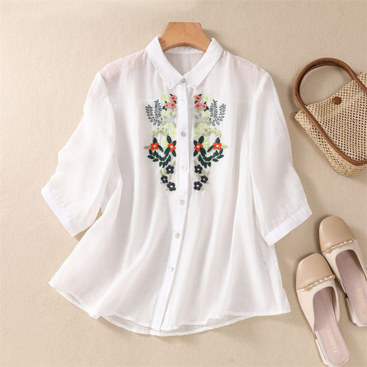 Trendy White long top-tunics with embroidery work for women