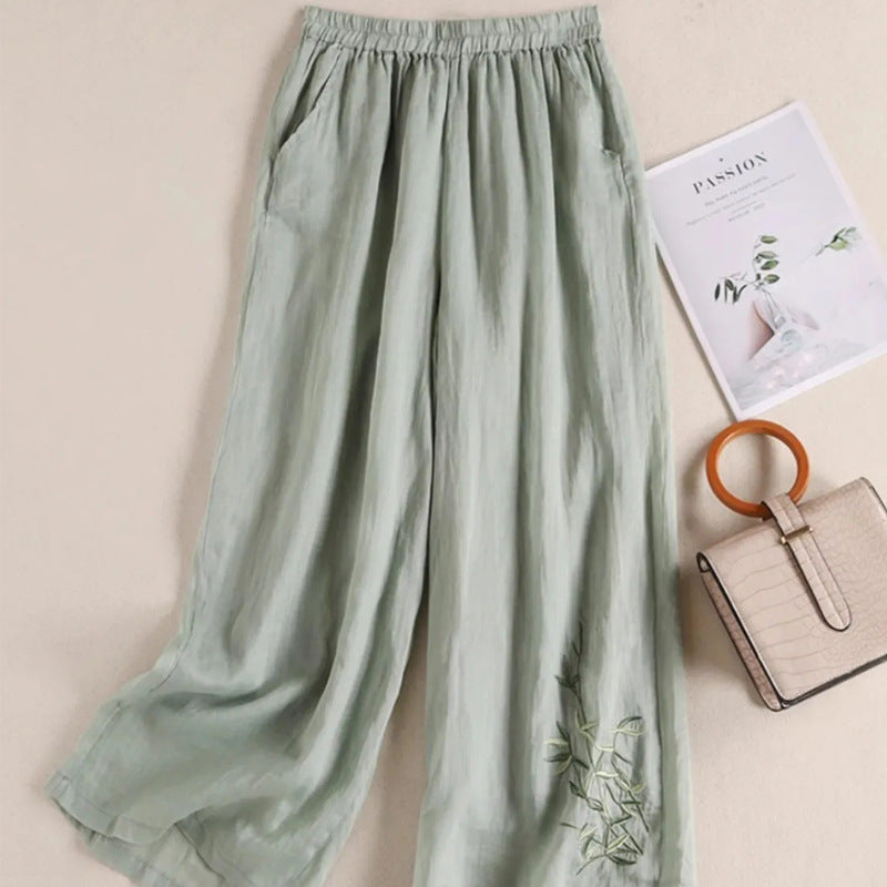 Refresh Your Wardrobe with Light Green Women's Embroidered Palazzos