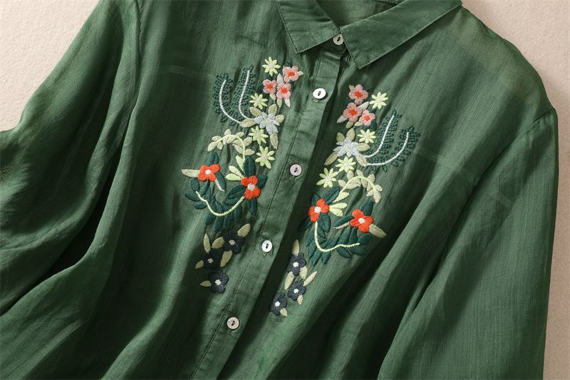 Trendy Green long top-tunics with embroidery work for women