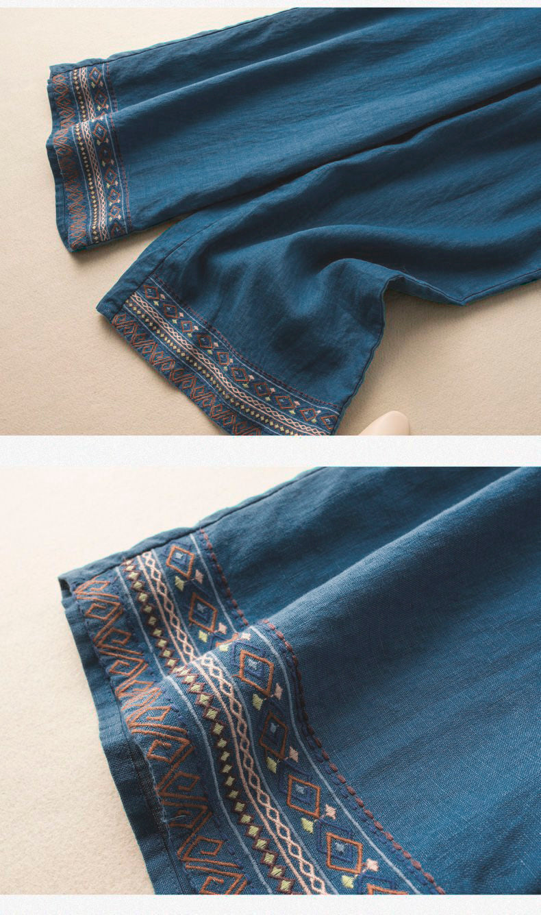 Blend of Comfort and Luxury: Embroidered Blue Palazzo